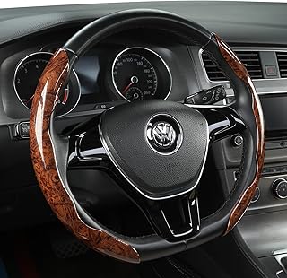Coverado Steering Wheel Cover, Deluxe Leather Anti-Slip Design Car Steering Wheel Protector, 15 Inch Universal Fit for Car Truck SUV Men Women Universal 14.5 to 15 Inch 2pcs(Brwon)