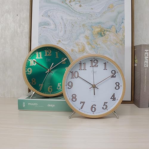 Miniatura 4 de JUSTUP Reloj de mesa moderno, reloj de escritorio de diseño simple de 8 pulgadas para sala de estar, reloj silencioso sin tictac con pilas, reloj