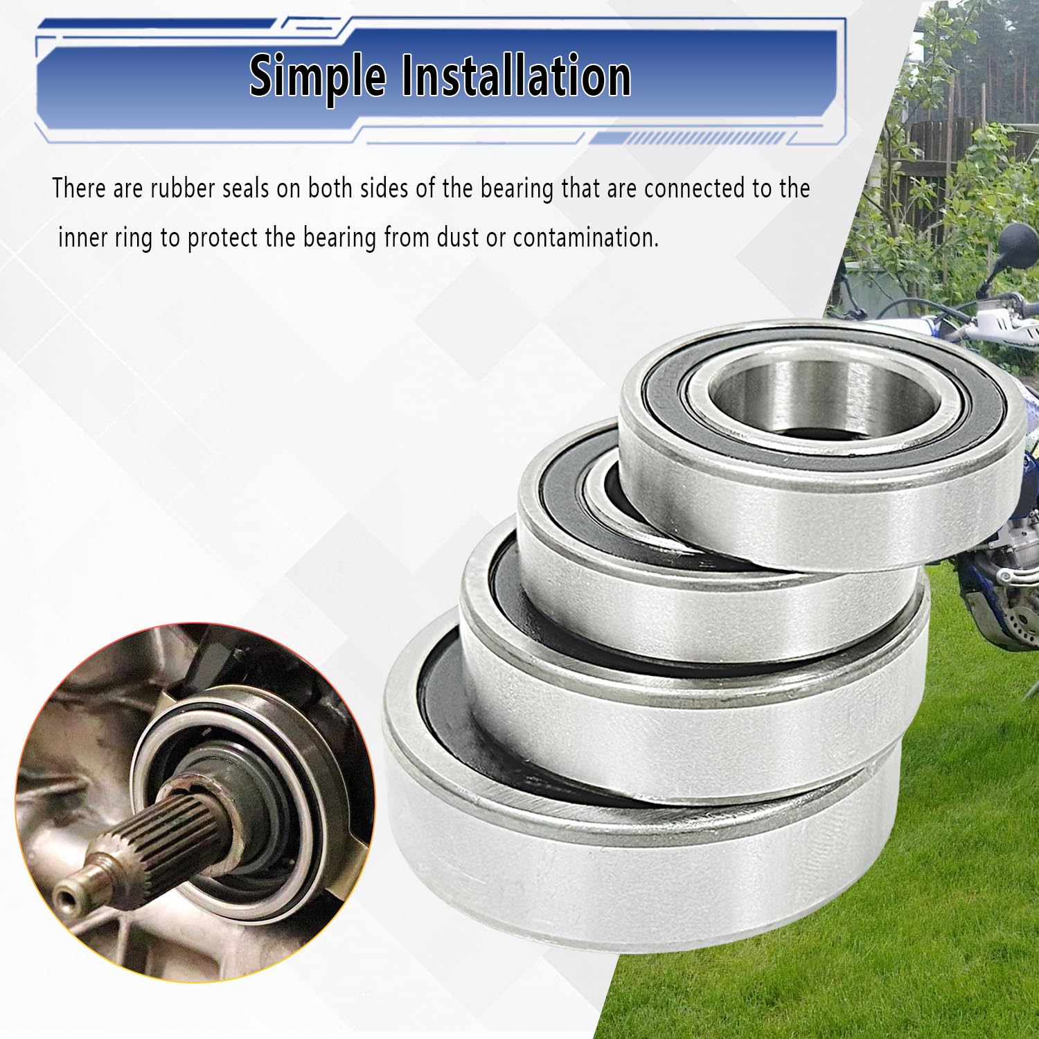 Front and Rear Wheel Bearing Seals Kits for Yamaha YZ125 YZ125X YZ250 YZ250F YZ426F YZ450F WR400F WR426F WR450F 1998-2022