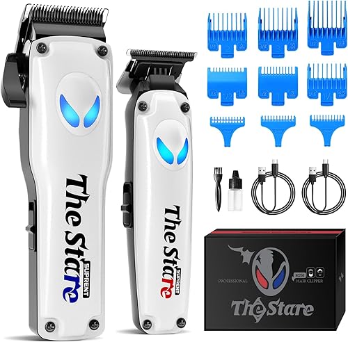 SUPRENT Cortapelos para hombres profesionales  Kit de corte de pelo inalámbrico de 7500 RPM, juego combinado de cortadora eléctrica y recortadora,