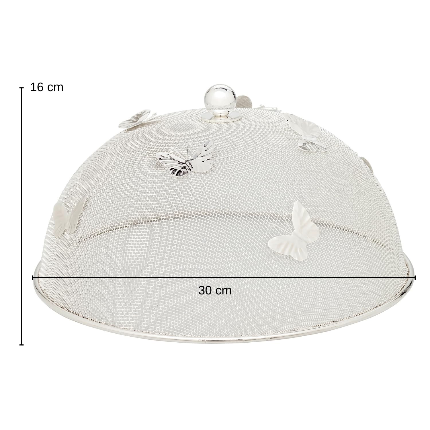 EDZARD Schutzhaube Butterfly, Durchmesser 30 cm, Höhe 16 cm, edel versilbert, anlaufgeschützt - Speiseschirm, Fliegenhaube