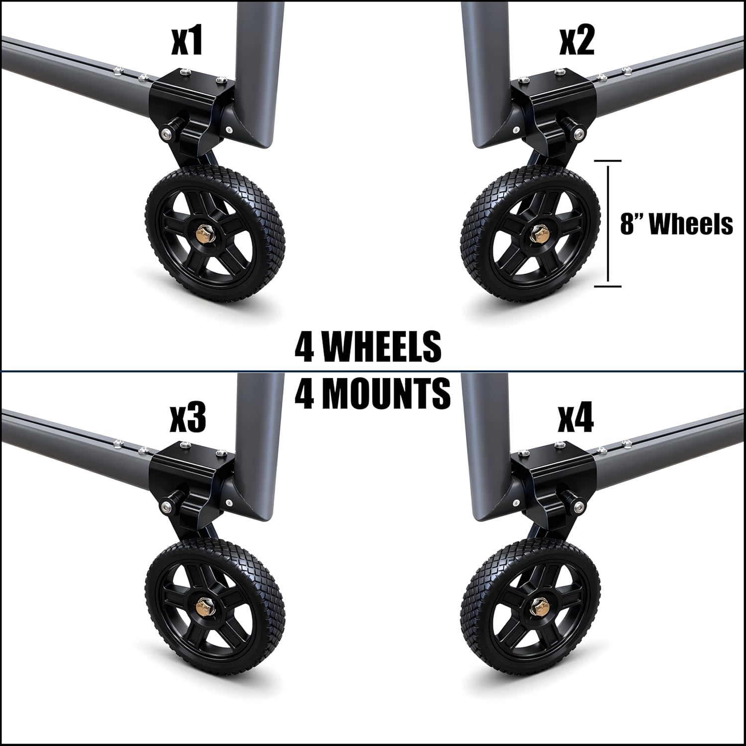 Move Heavy Soccer Goals in Seconds — Wheel Kits for Steel and Aluminum Goals, No Lifting Required, 500LB Capacity, Pre-Assembled, Set of 4, Easy Install