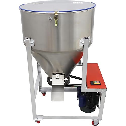 110V Feed Mixer Blender 3KW Vertical Feed Mixing Machine Stainless Steel Plastic Mixer Capacity 165lbs for Particle Grain Seed Dry and Wet Use