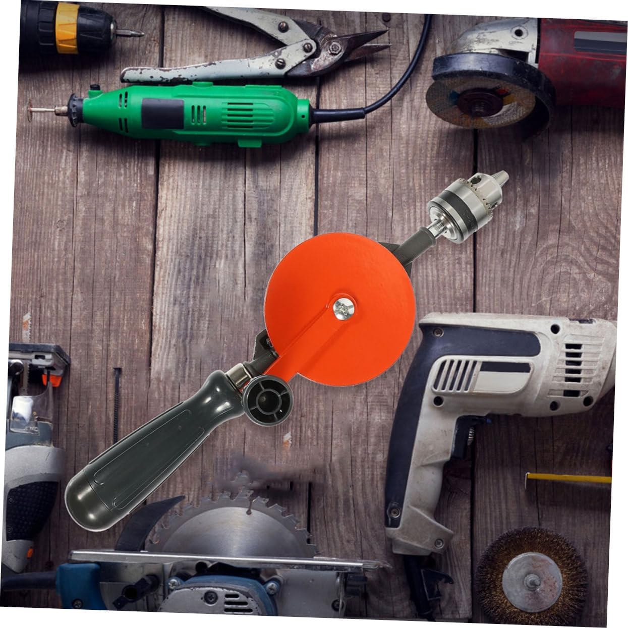 VILLCASE 3/8 Inch Hand Drill Manual Tool Multi-Function Hand Crank Drill for Woodworking Crafts and DIY Projects Portable