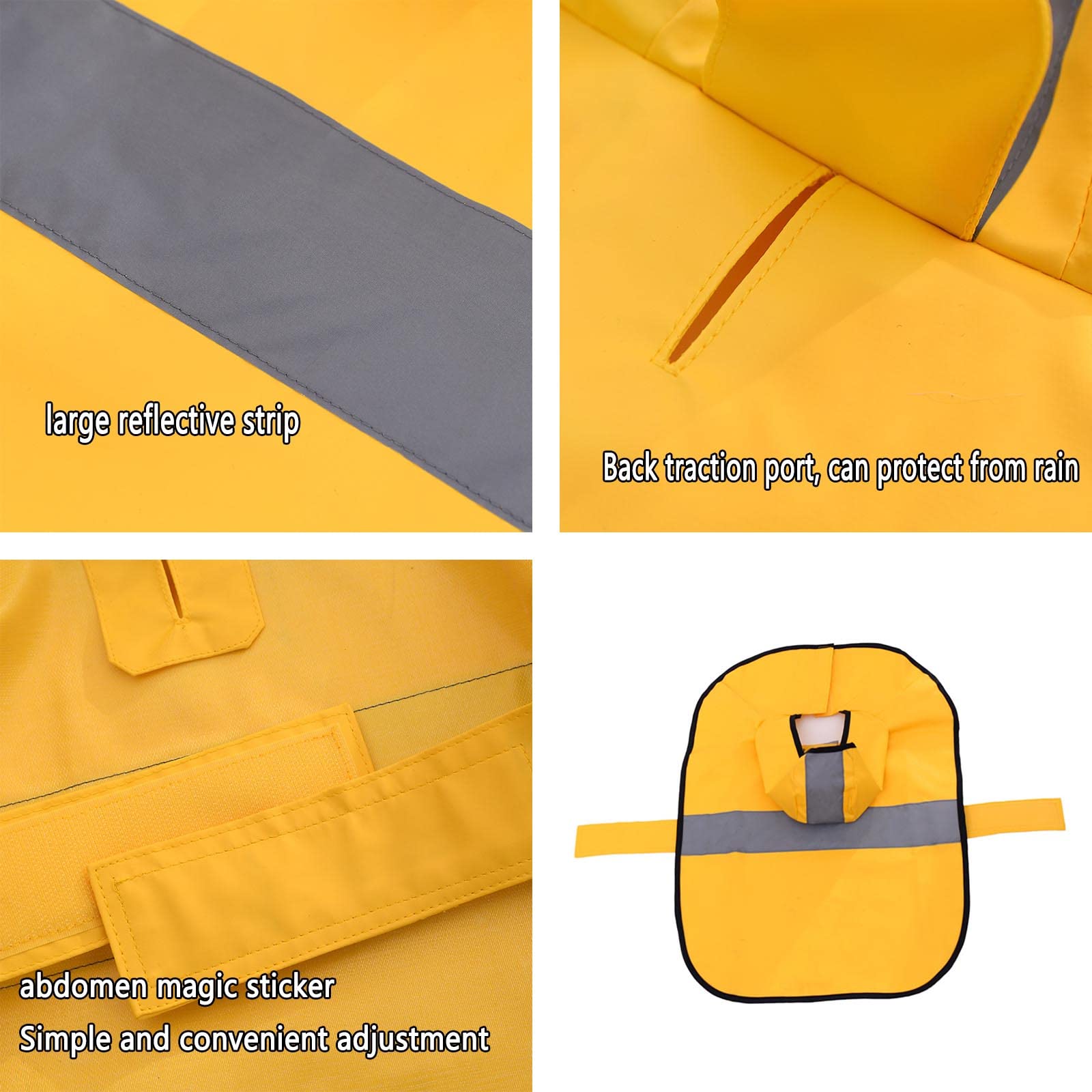 JUSHZ Impermeabile Cane Impermeabile per Cani Taglia Grande Taglia Media Taglia Piccola Poncho con Cappuccio Striscia Riflettente (S,Yellow)