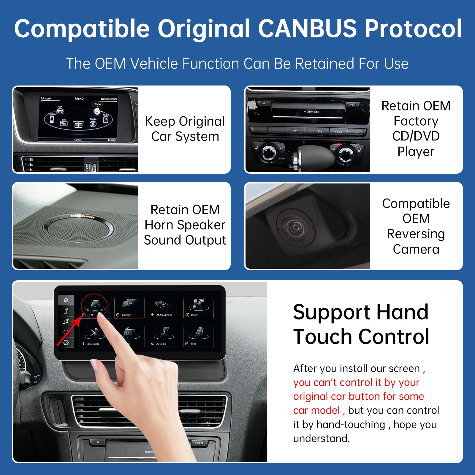 Road Top 12.3 Pulgadas de Radio de Coche inalámbrico CarPlay Pantalla táctil para Audi Q5 2009-2017 Año con 3GMMI, Radio de Coche estéreo Multimedia Pantalla, Soporte Android Auto,Mirrorlink