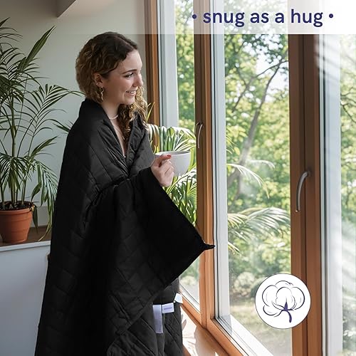 Vista 96 de YnM - Manta con peso para adultos, algodón pesado, perlas de vidrio refrescantes para usar todo el año, ideal para una persona de 240 libras