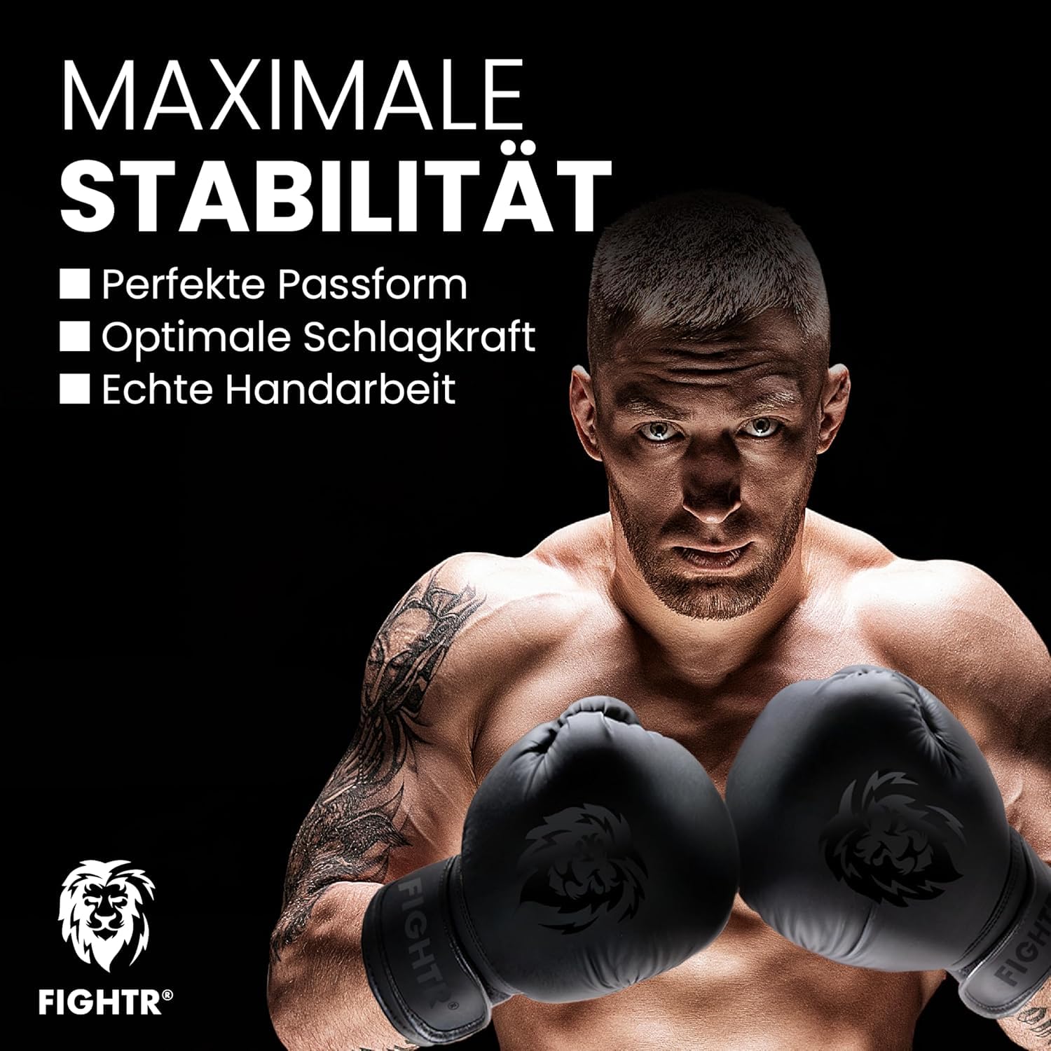 FIGHTR® Starter Set Boxen | Set aus Boxhandschuhe Boxbandagen Mundschutz für Boxen, MMA, Muay Thai & Kickboxen | Größen 8-16 oz, inkl. Tragetasche