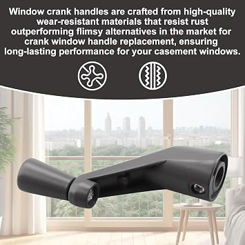 Window Handle Crank Replace H 3966 & H 4106, 3/8 Spline Crank Window Handle, Casement Window Crank Handle of Smooth 360-Degree Operation, 2 - Pack, Stone Color