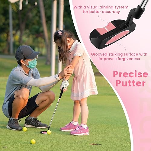 Miniatura 3 de Tangkula Juego de palos de golf para niños para diestros, juego completo de palos de golf junior con madera de calle #3 de 205 CC y hierros y putter