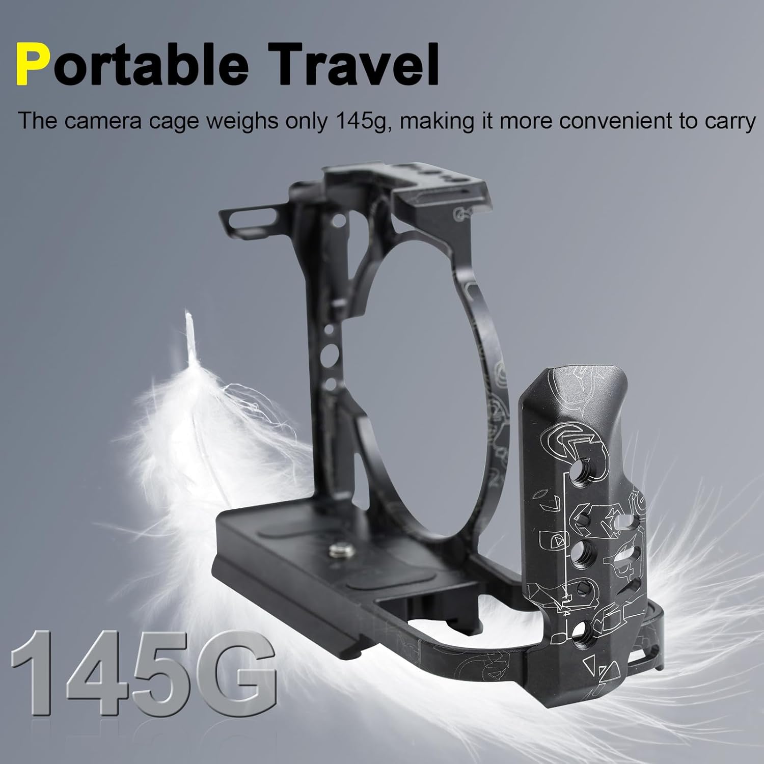 Camera Cage for Canon R8 with Dual Cold Shoe Mount, Lightweight Modular Rig, Arca-Swiss Quick Release for Travel, YouTube, Photography (Black)