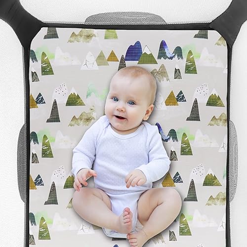 Miniatura 6 de Mini sábanas para cuna Mountain Pack N Play, suaves, transpirables, portátiles, para bebé niño