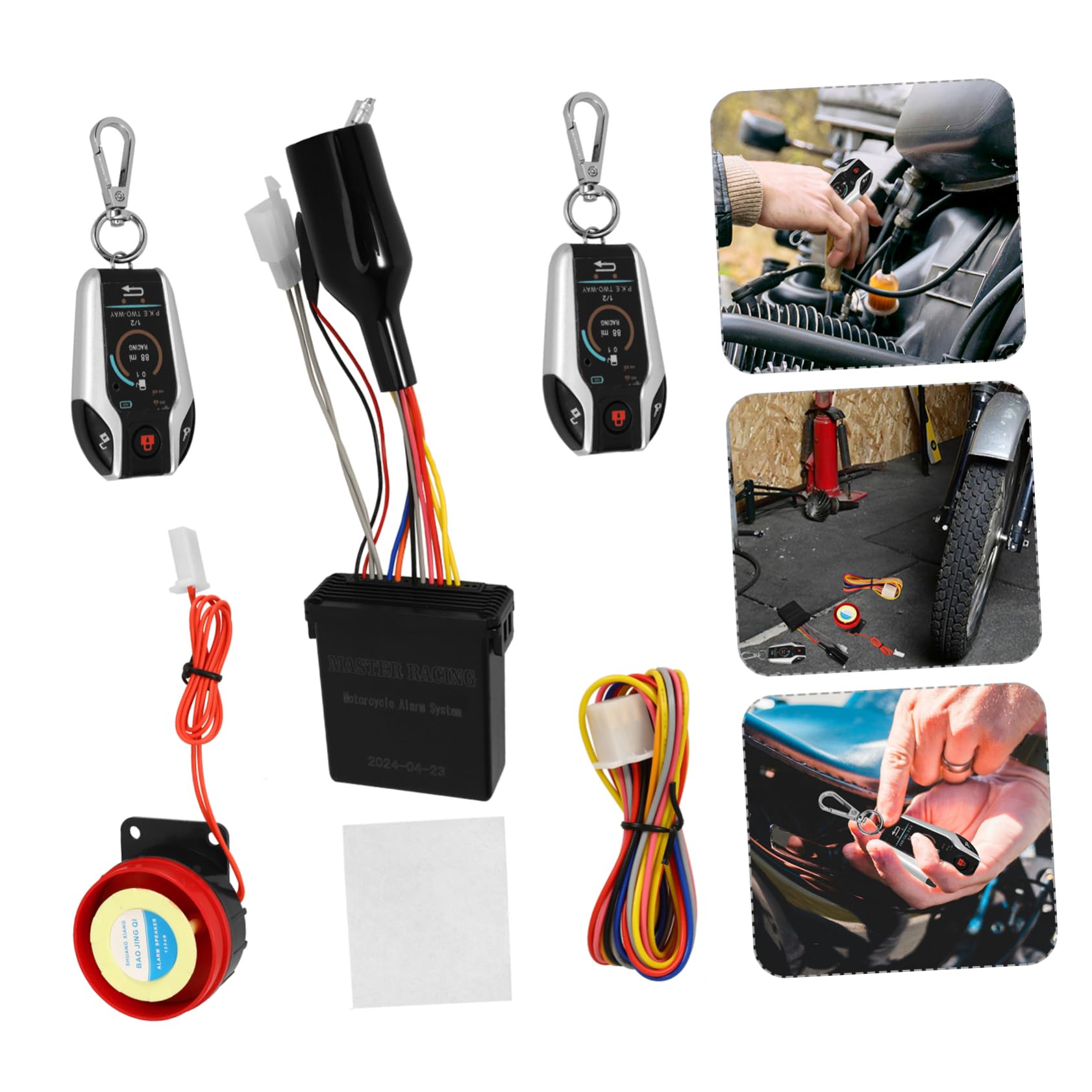 Sistema de Alarma Arranque Remoto para Motocicleta Auto Bloqueo y Desbloqueo Plástico Resistente Intemperie