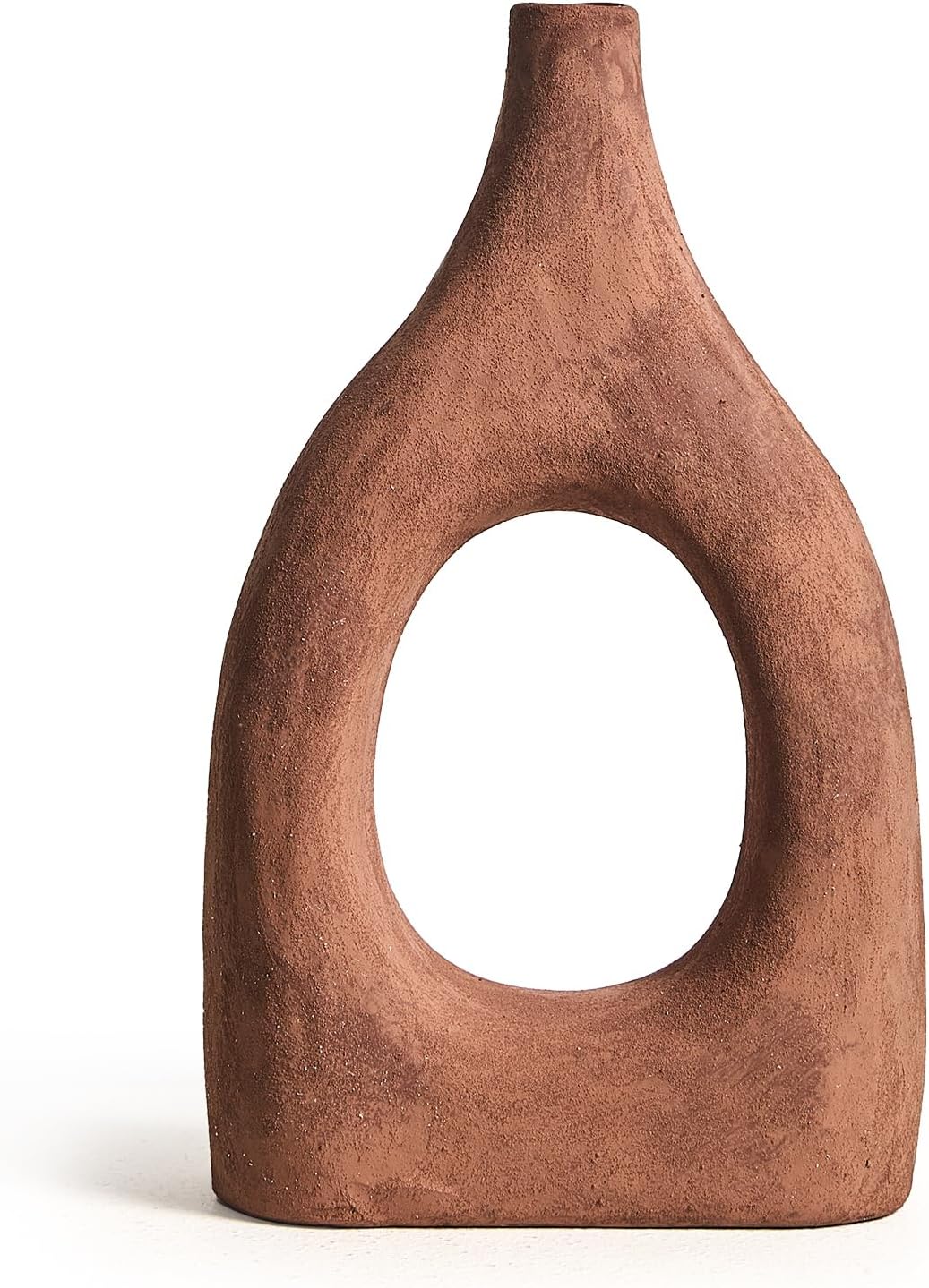 Large Boho Ceramic Floor Vase for Home Decor, Matte Narrow Hollow Vase for Pampas Grass, Minimalist Decorative Centerpiece for Living Room, Entryway, Office (Beige Medium)
