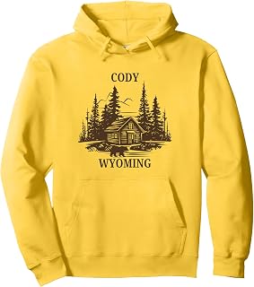 Cody Wyoming Cabin Bear Pullover Hoodie