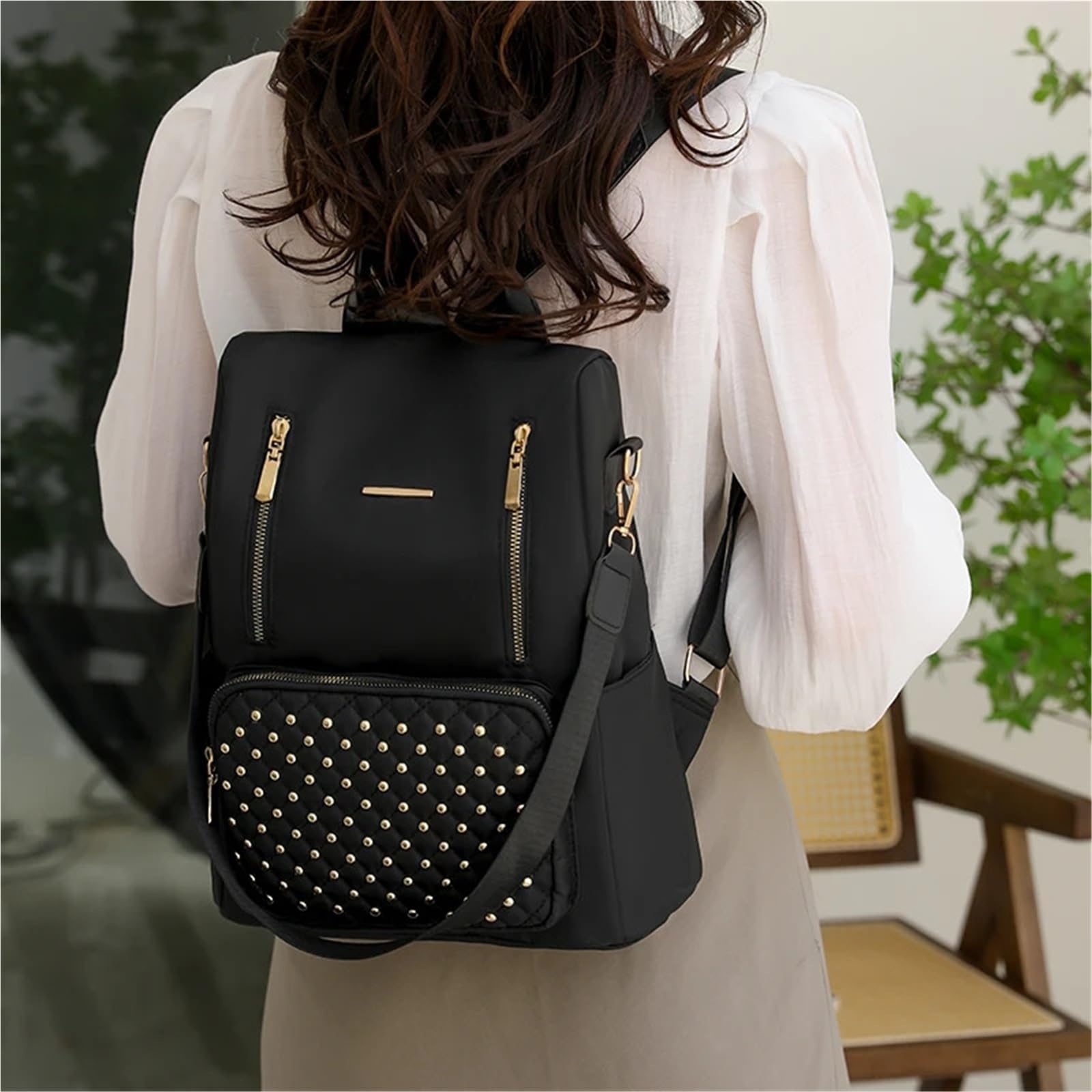 Mochila pequeña con remaches for mujer, morral escolar for niñas, de piel sintética, bolsos hombro viaje for para Mujer