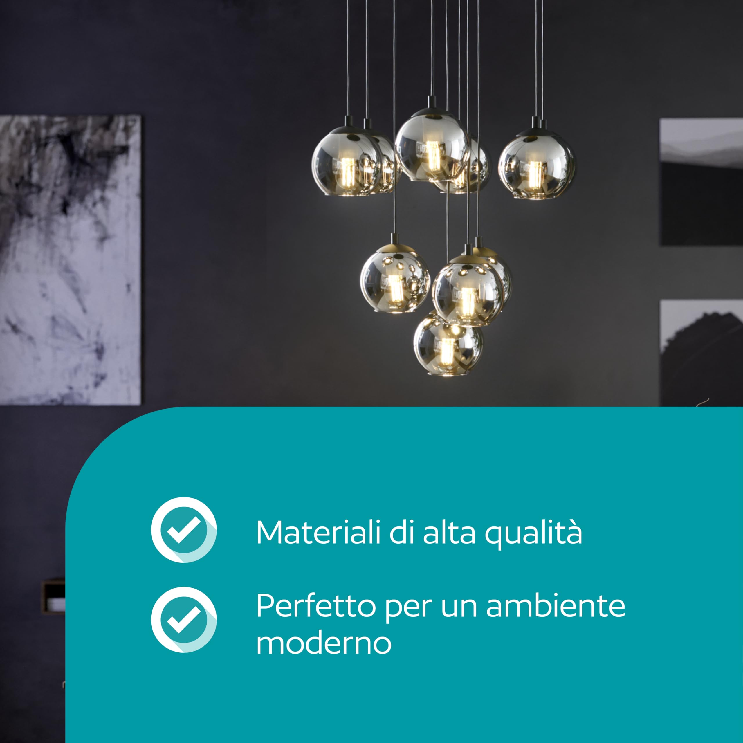 Eglo lampada a sospensione Ariscani, luce a sospensione a grappolo con 10