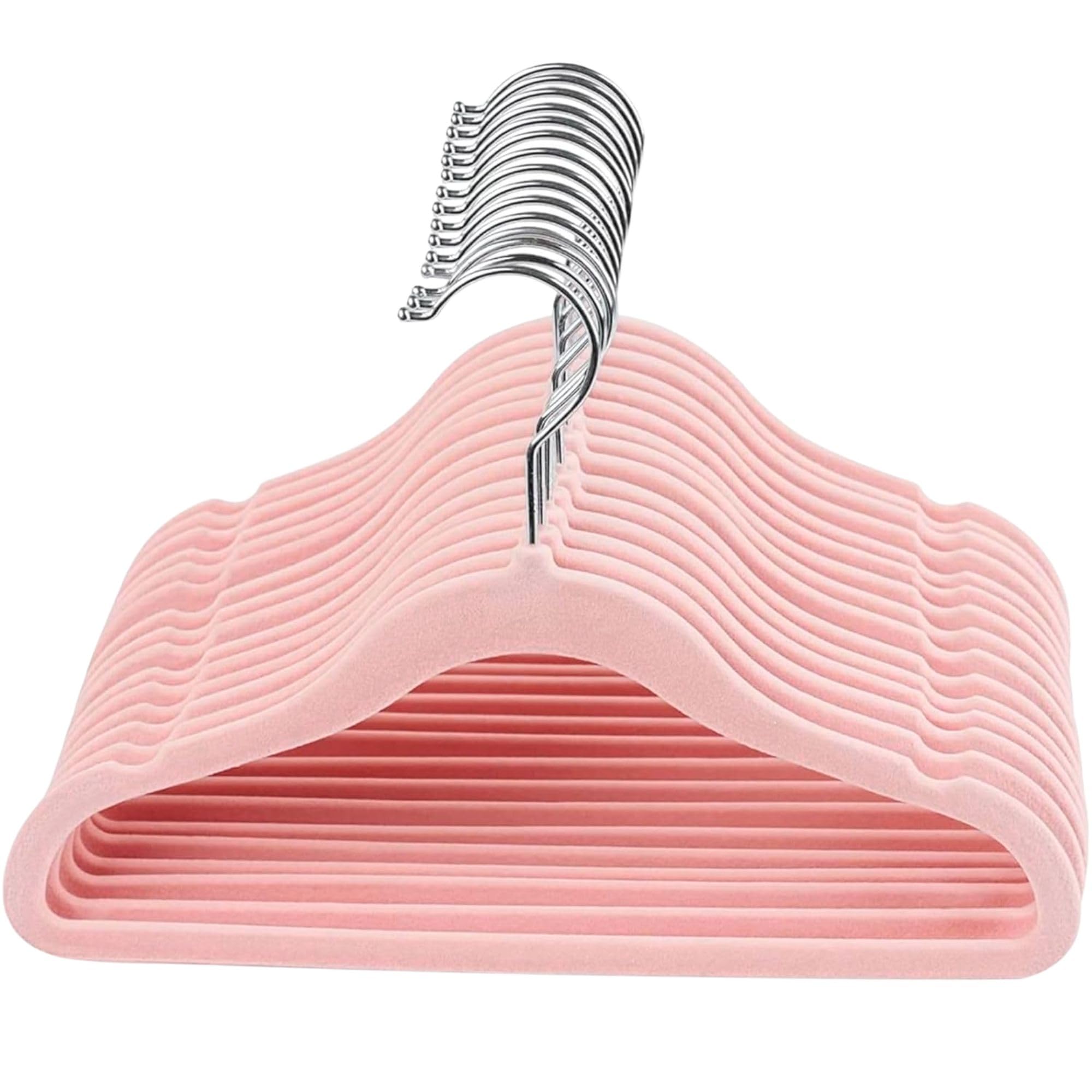 Panzy Home Kids Velvet Clothes Hangers, Non-Slip Clothes Hangers for Infant and Toddler, Ultra-Slim Space Saving for Nursery Closet Organisation (30, Blush Pink Heart)