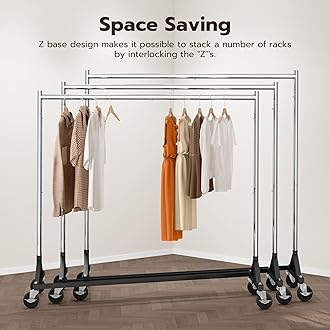 HOKEEPER Heavy Duty Commercial Z Base Garment Rack with Wheels