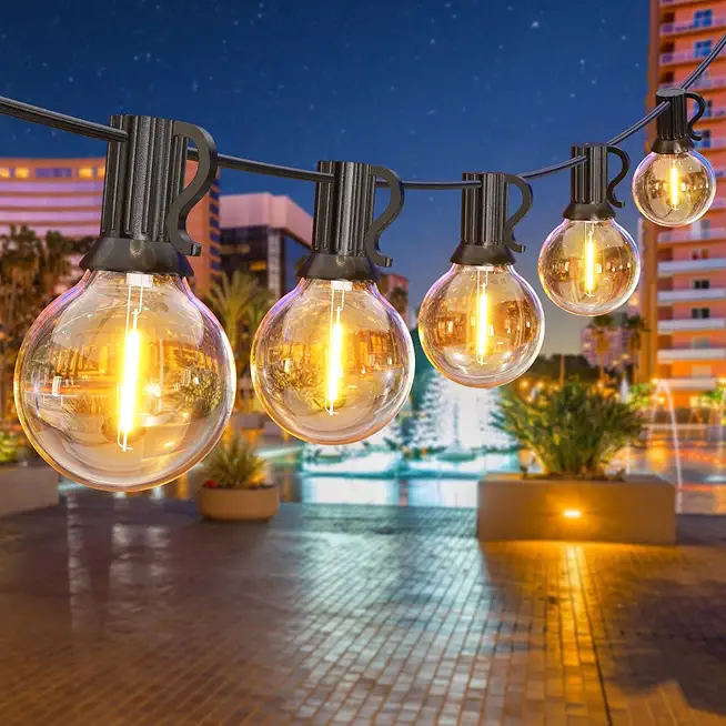 GPATIO LED Lichterkette Außen, 18M Lichterkette außen strom mit 30+1 Stk. Warmweiße G40 Glühbirnen Plastik, IP45 Wasserdicht Innen/Außen Lichterketten für Garten, Terrasse, Hochzeiten, Partys