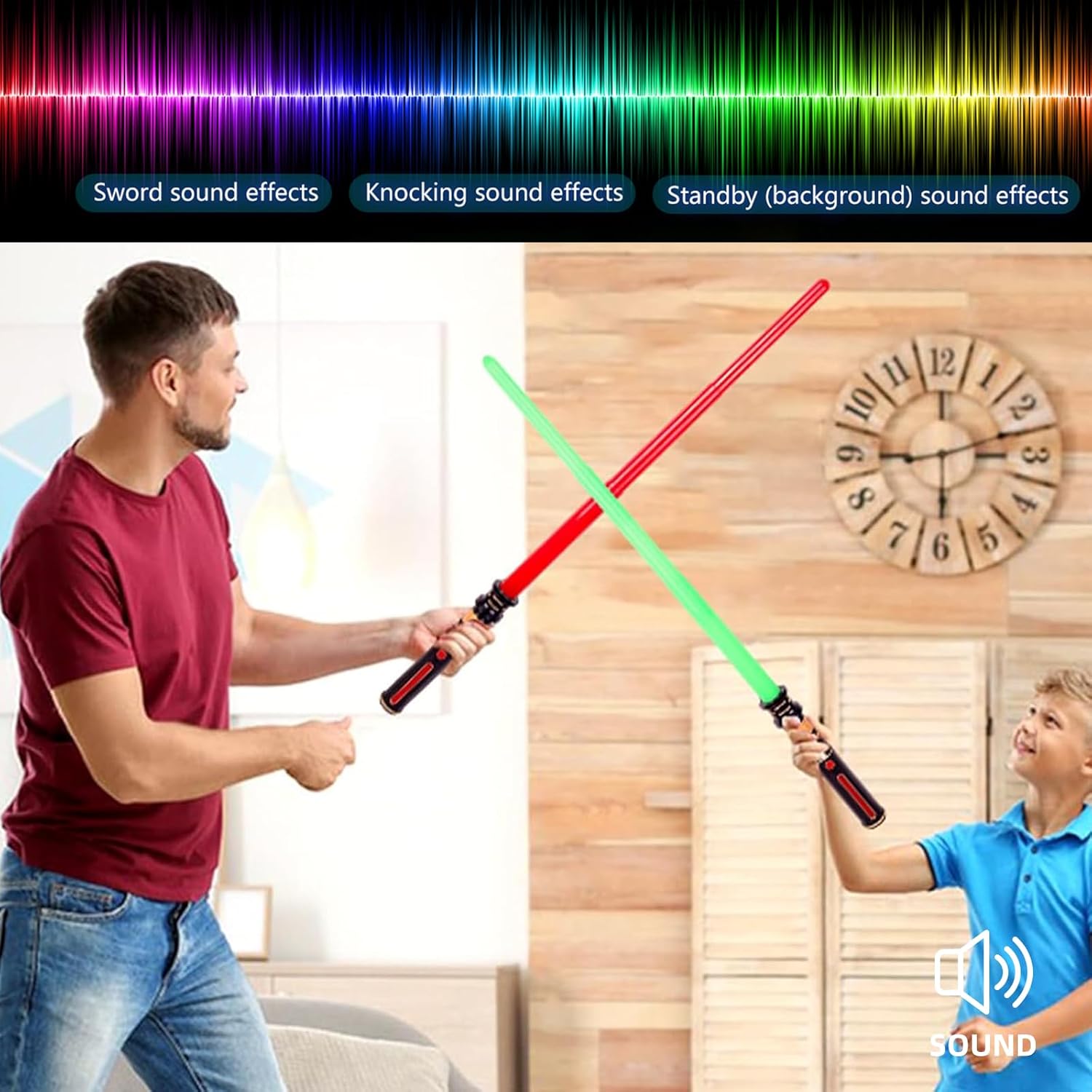 YukiHalu 3-Pack Light Up LED Saber, Light Swords with FX Sound and Realistic Handle, Expandable Sabre for Halloween Dress Up Parties Birthday Christmas Galaxy War Fighters