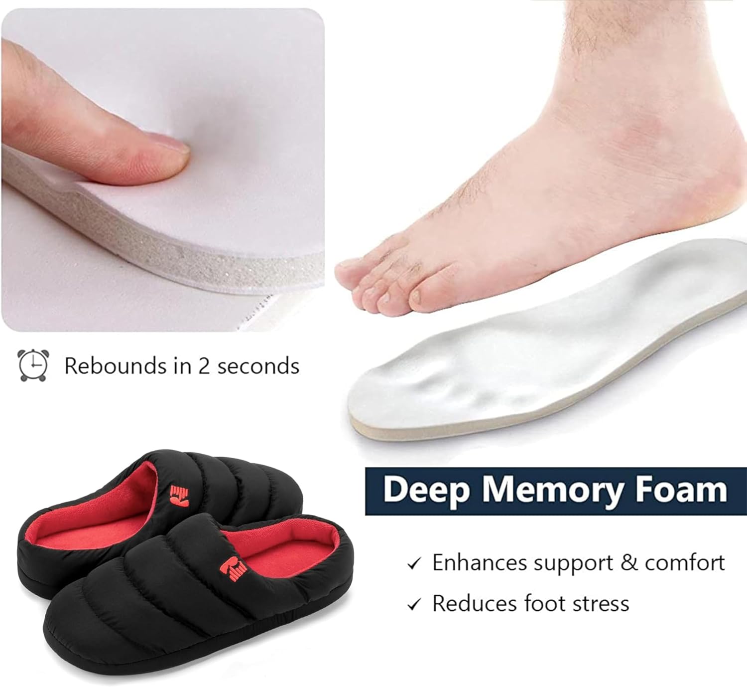 RockDove Mens Campground Puffer Slippers Memory Foam Cozy Warm Indoor House Shoes Non Slip Machine Washable Gift Ready - Image 6