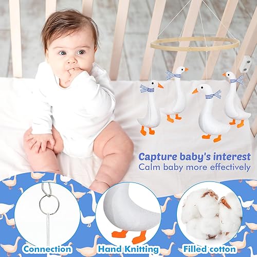 Miniatura 4 de Móvil de ganso para cuna de ganso para niños, niñas, fieltro de pato, decoración de cuarto de bebé, 4 gansos de fieltro colgantes para regalo de