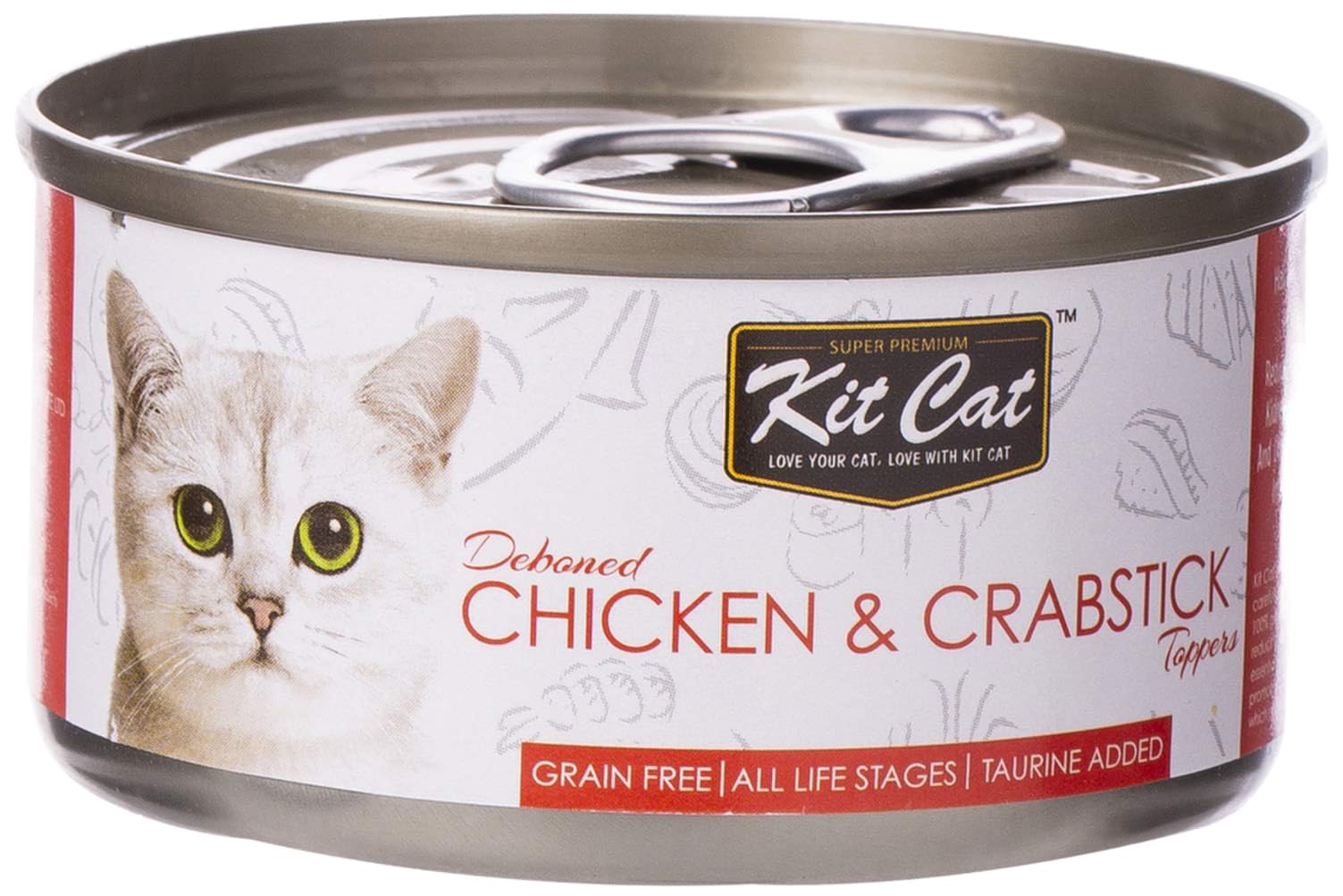 Kit Cat Deboned Chicken & Crabstick Toppers Canned Cat Food 80G
