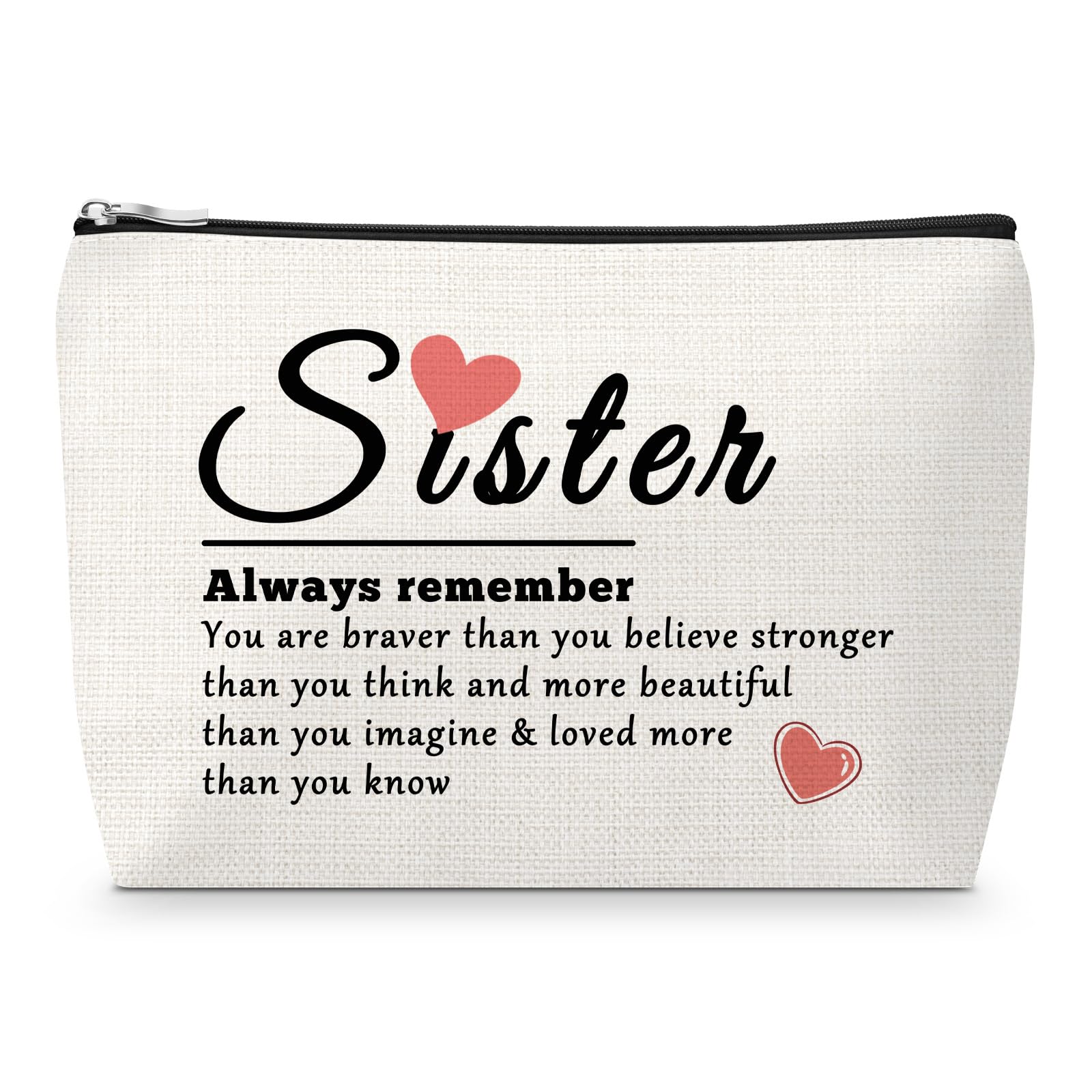 Sfodiary Sister Gifts from Sis Makeup Bag Inspirational Gift for Women Soul Sister Christmas Birthday Presents Friendship Cosmetic Bag BFF Bestie Mothers Day Presents Bride Shower Party Keepsake