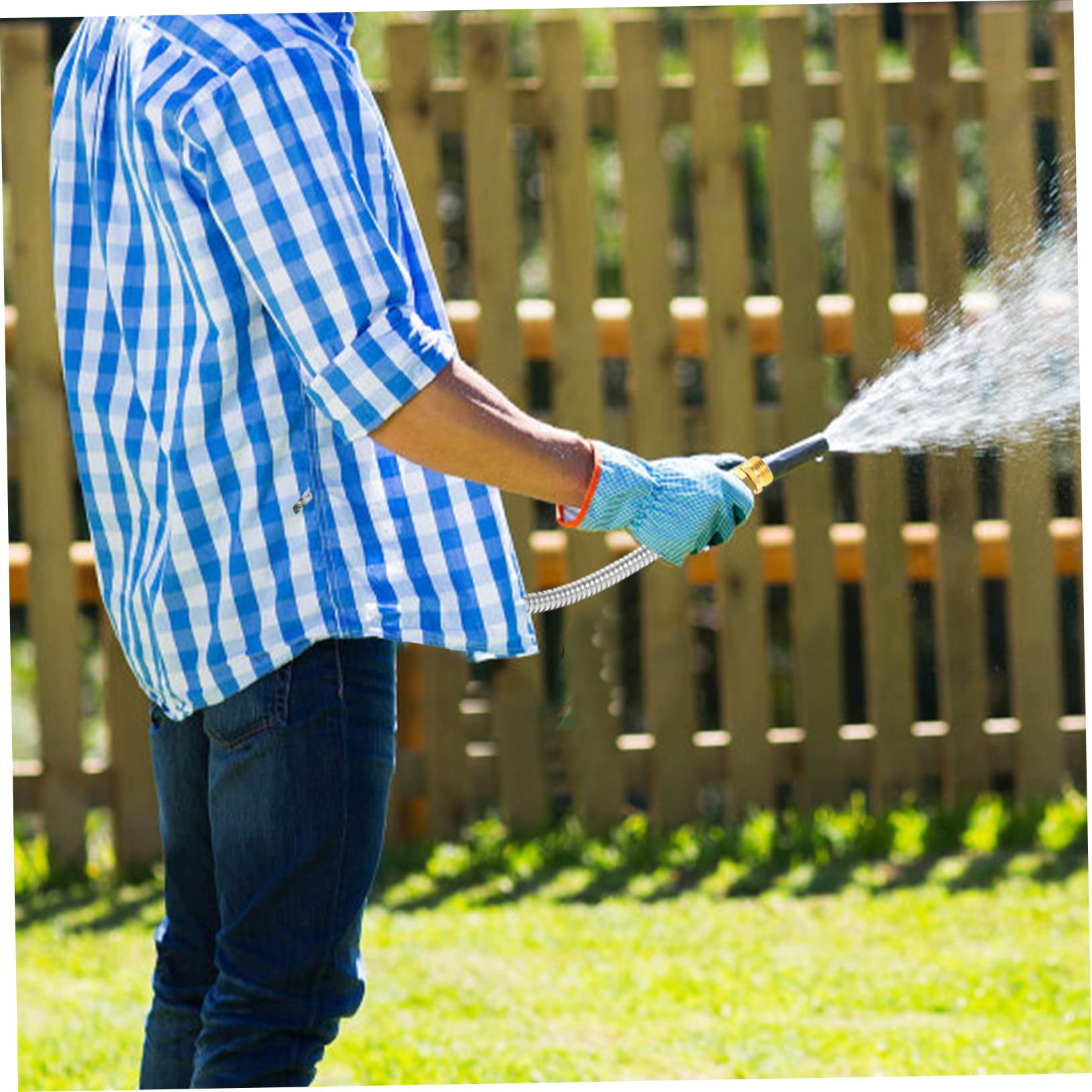 Flexibler aus Metall Edelstahl Verlängerung Gartenschlauch 1,5m 3/8 Innendurchmesser 5/8 Außendurchmesser Einfach zu Lagern und Entfernen für Gartenbewässerung