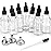 12 Pack, 2 oz Glass Eye Dropper Bottles w/ 3 Stainless Steel Funnels & 1 Long Pipette Dropper & 24 Labels - 60ml Clear Tincture Bottles for Essential Oils, Liquids - Leakproof Travel Essential Bottles