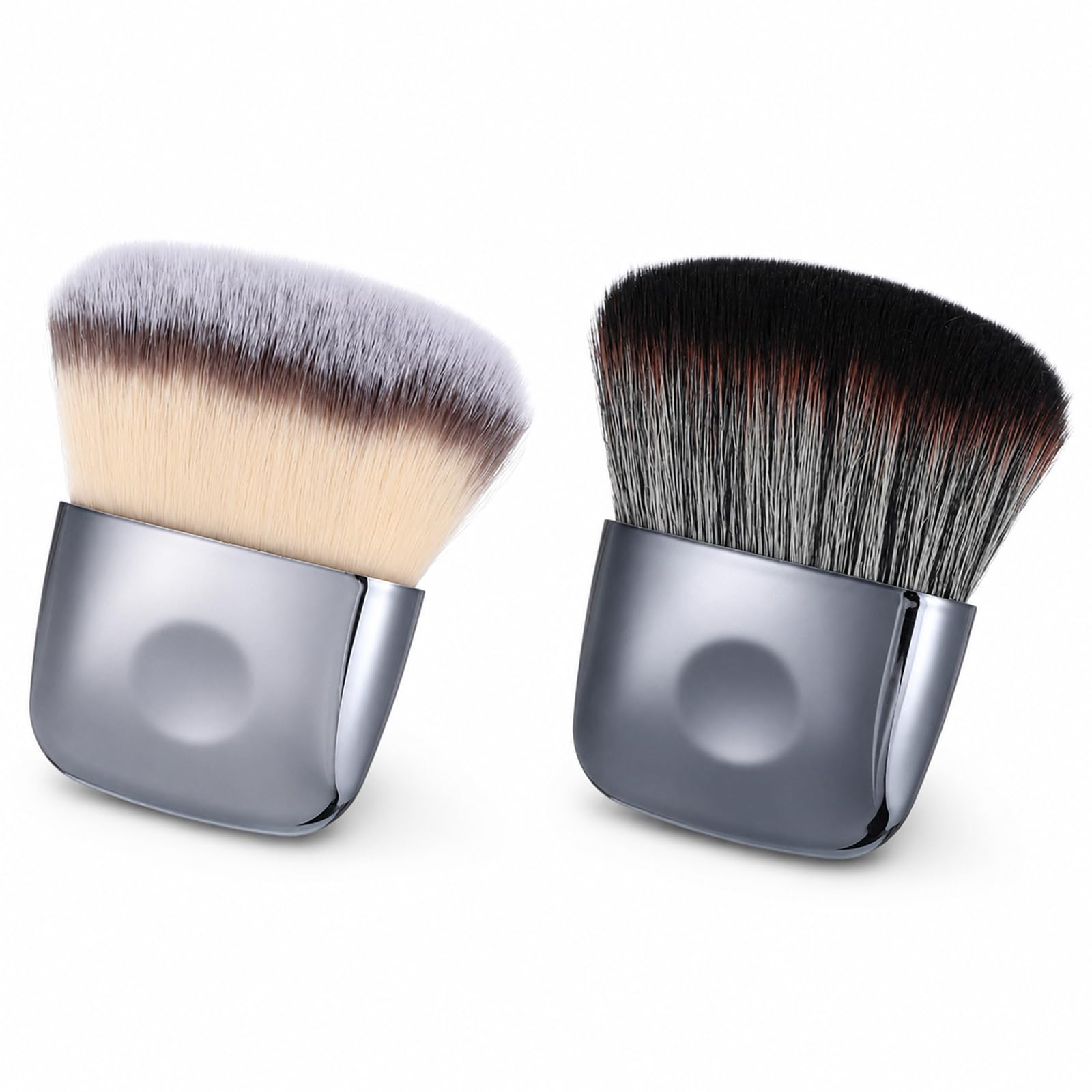 Small Makeup Brushes, Soft Mini Foundation Blush Powder Brushes 2 Pack | Soft Synthetic Fibers, Dense Fluffy Bristles, Compact Ergonomic Handle, Smooth Makeup Application, 2 Piece Multi Color Pack
