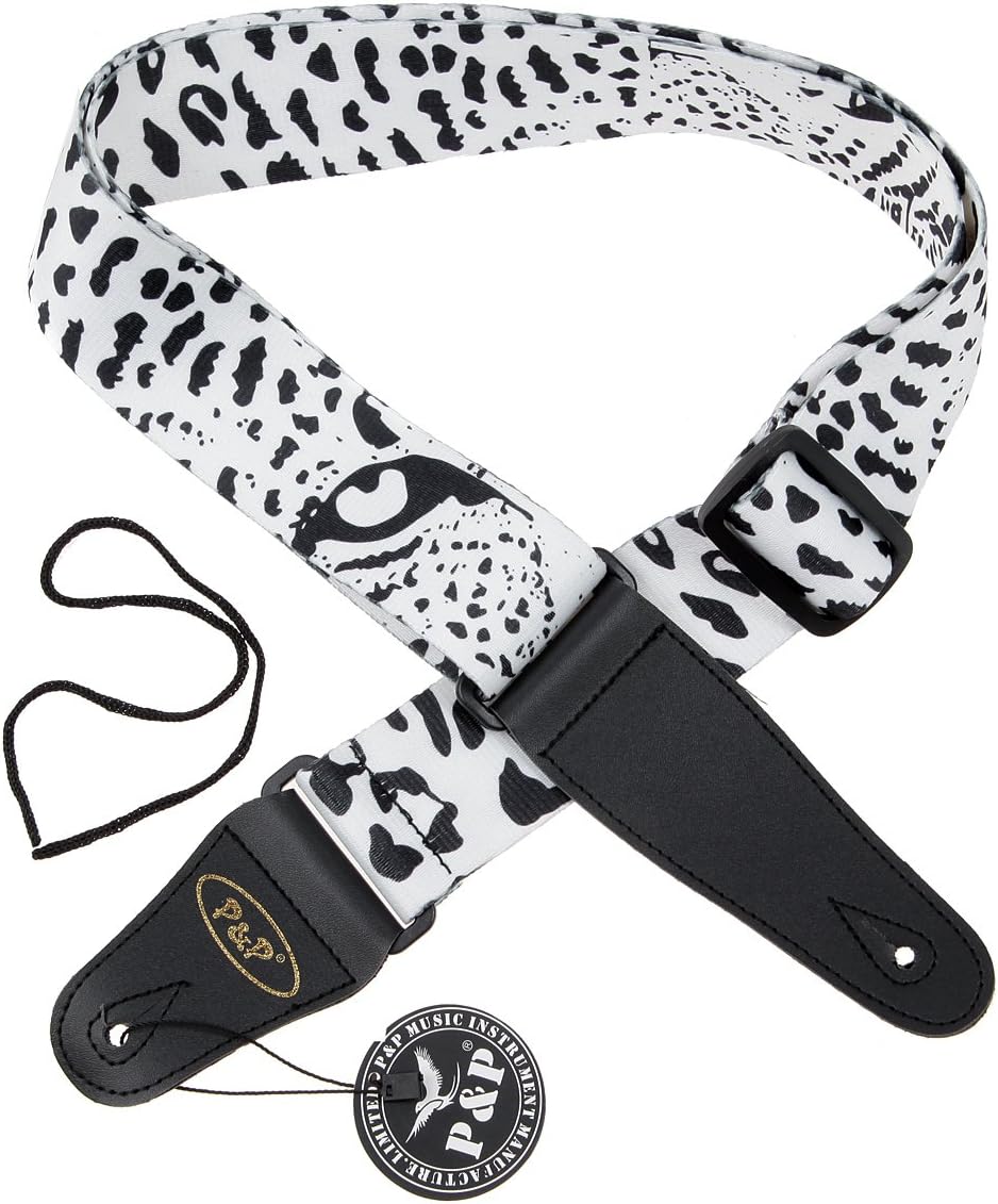 Kmise MI0282 Soft Electric Acoustic Guitar Bass Strap with Full-Grain Leather End