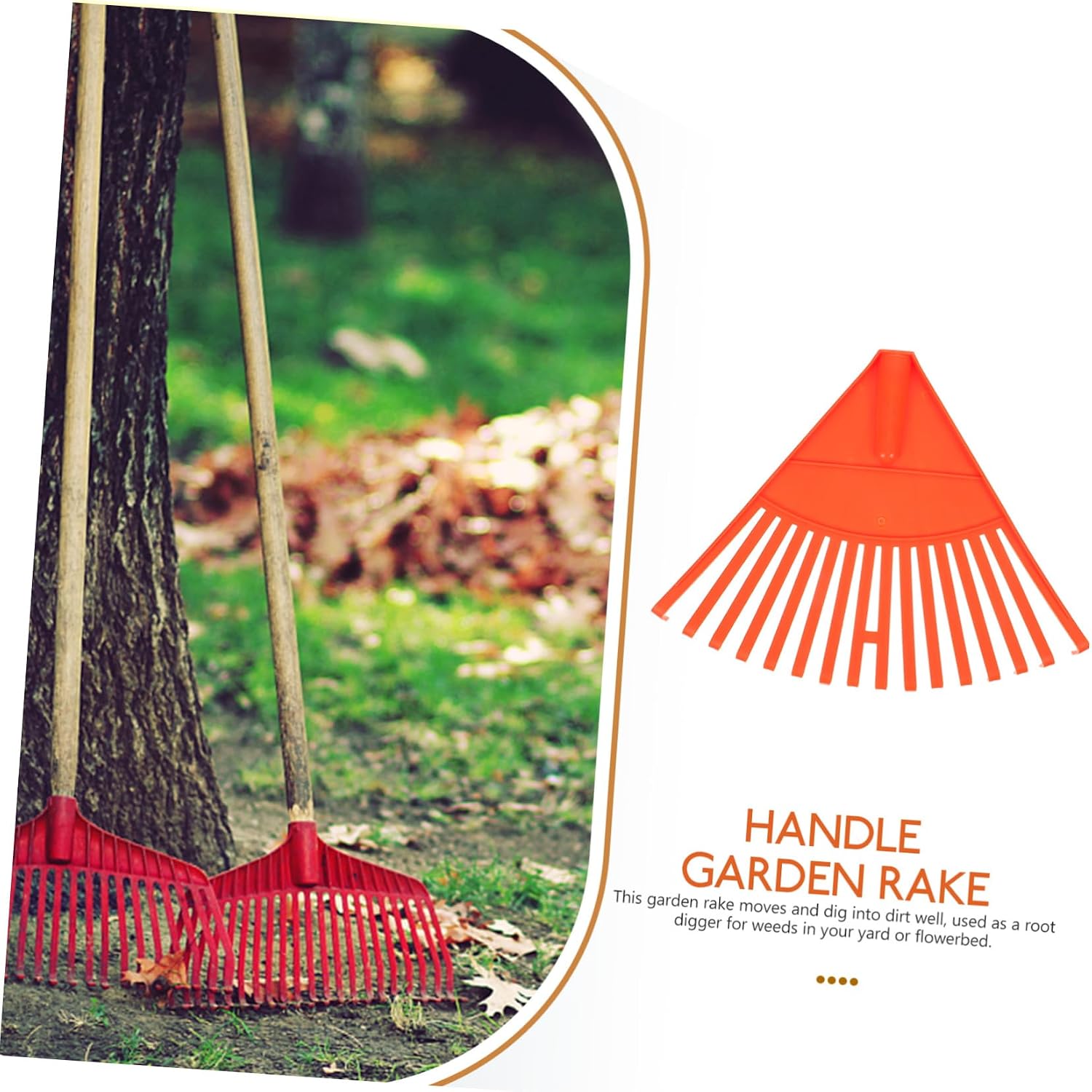 Garden Rake Teeth Lightweight Tool for Gardening Landscaping and Lawn Care Multi-Purpose Leaf Rake for Collection