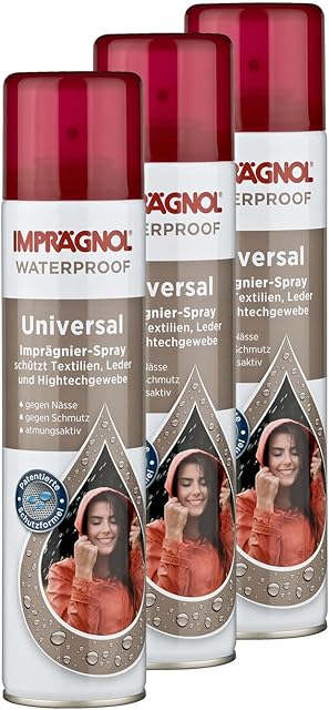 Imprägnol Uniwersalny spray impregnujący 3 x 400 ml: Ochrona przed warunkami atmosferycznymi do skóry, tekstyliów i zaawansowanych technologicznie, oddychająca ochrona przed wilgocią i brudem z funkcją membrany - do