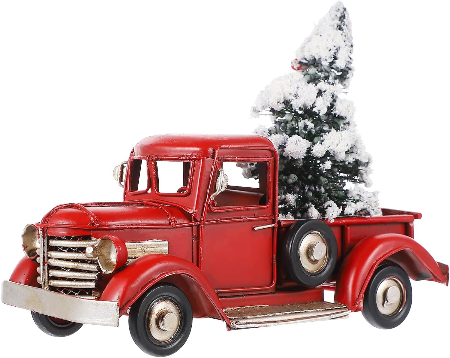 TOYANDONA 1pcs Christmas Vintage Red Truck with Mini Christmas Trees Ornaments, Red Metal Vintage Truck for s Decoration Table Decoration
