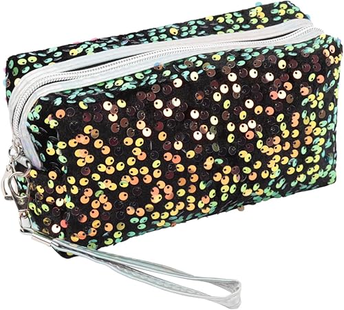 Miniatura 6 de RIAH FASHION Bolsa organizadora de embrague, bolsa organizadora de viaje, cosméticos, artículos de tocador, joyería, lindo bolso de lentejuelas con