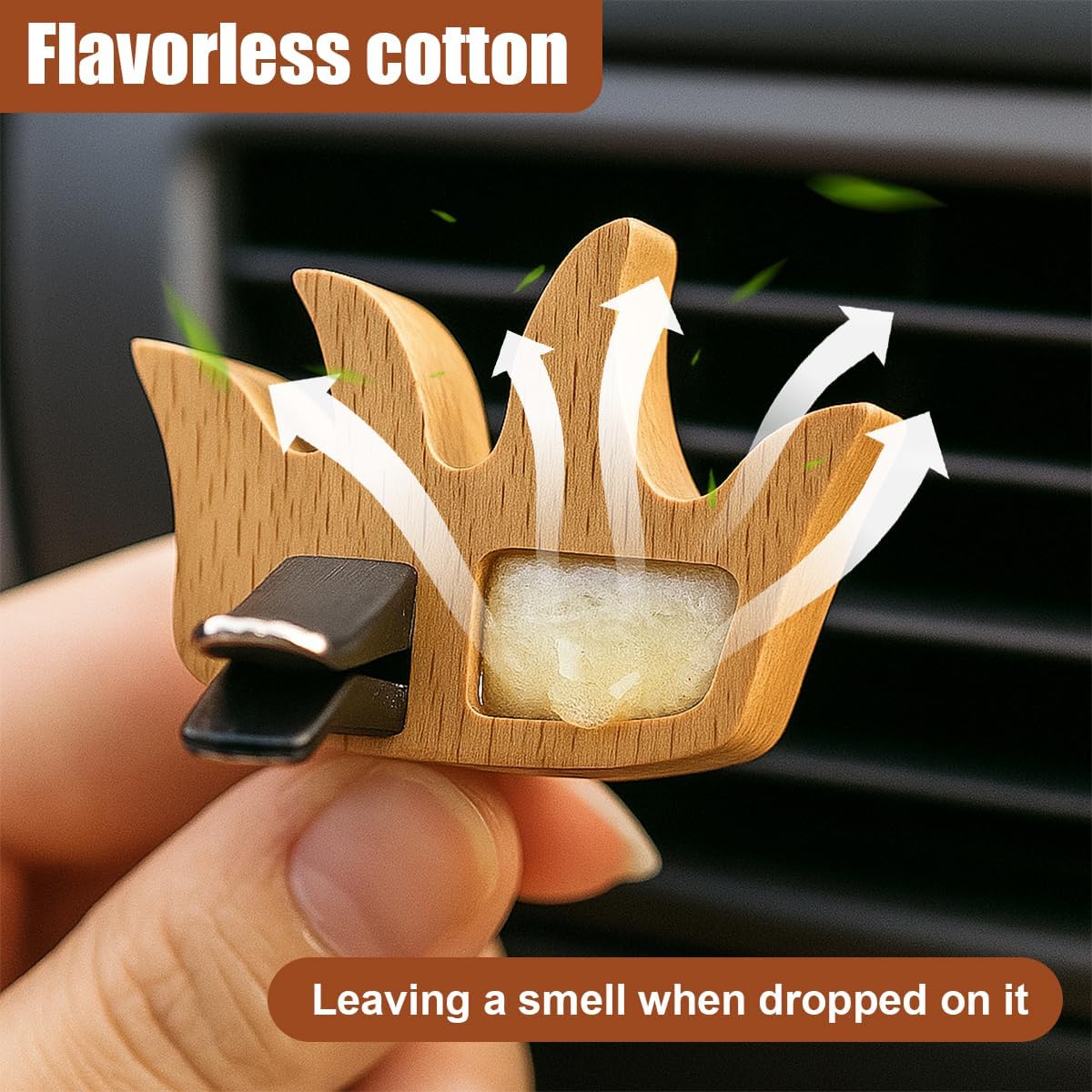 2PCS Car Essential Oil Diffuser, Wooden Car Air Vent Clip, Vintage Design Car Dashboard Vent Trim Clip, Auto Interior Decoration Accessories for Vehicle, Home (Beech) image 5