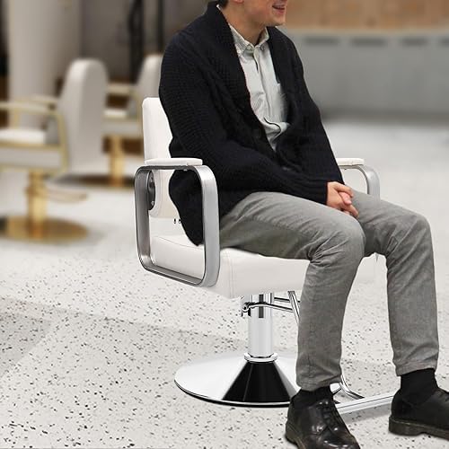 Miniatura 34 de Silla de peluquería para estilista, silla de peluquería para el hogar, altura ajustable y giratoria de 360°, sillas de salón de belleza, spa,