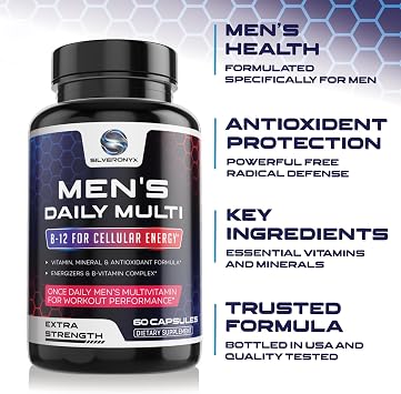 Multivitamin for Men - Vitamin A, C, D, E, Zinc, Calcium, Multivitamins for Immune Health Support, Vitamin B12, Mens Daily Multivitamin Supplement Capsules, Non-GMO Mens Multi Vitamins - 60 Capsules