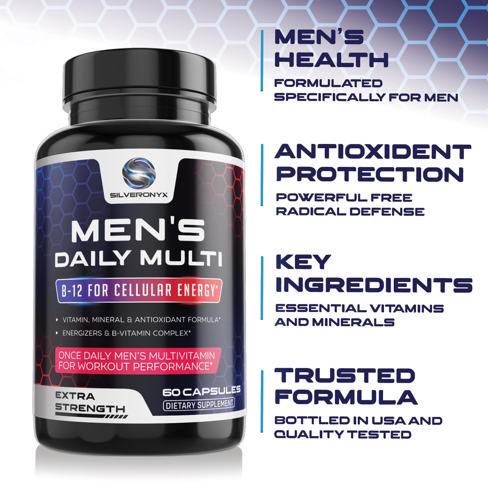 Multivitamin for Men - Vitamin A, C, D, E, Zinc, Calcium, Multivitamins for Immune Health Support, Vitamin B12, Men’s Daily Multivitamin Supplement, Mens Multi Vitamins - Bottled USA - 60 Capsules — Amazon image 7