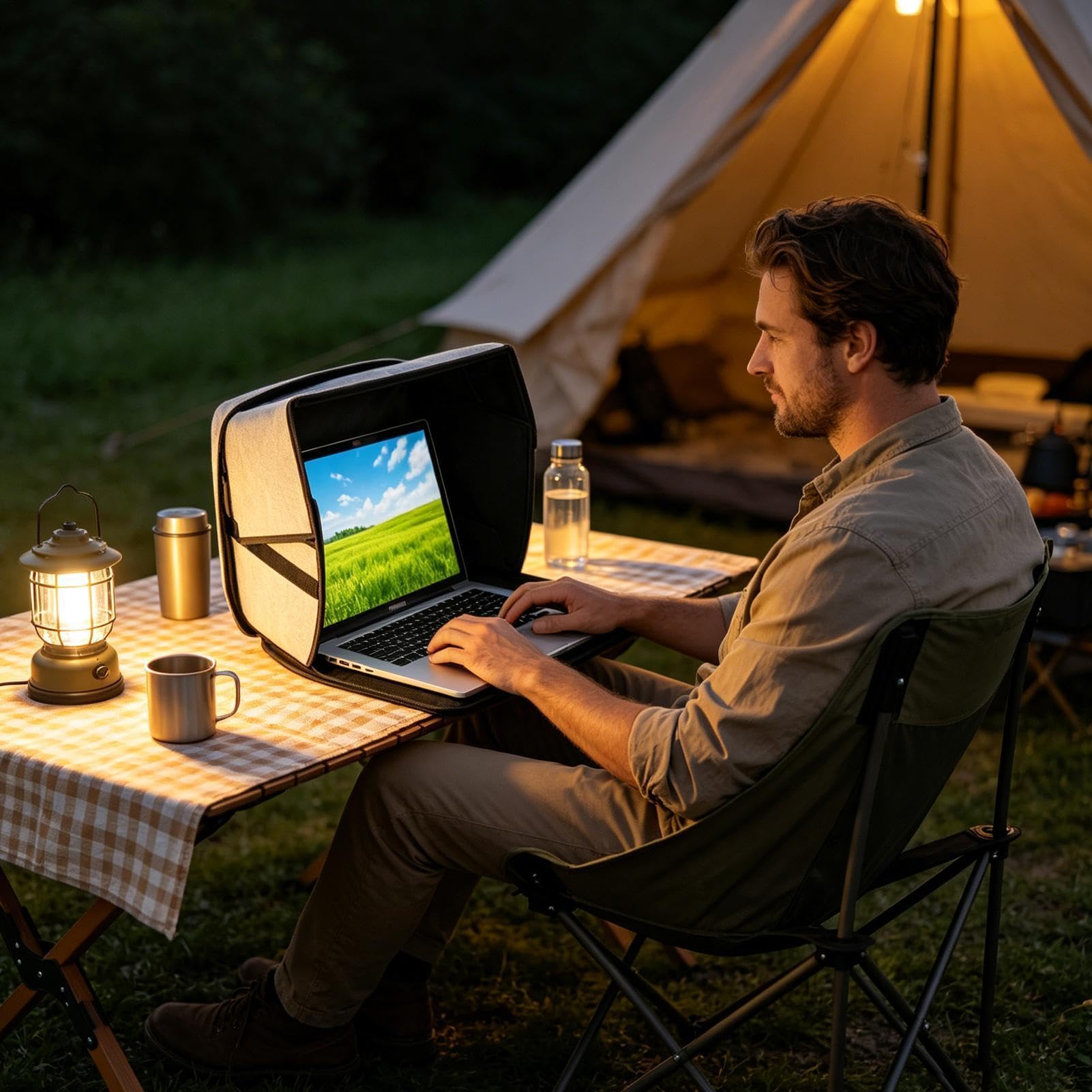 Capucha de privacidad para laptop, de pantalla de sombra antideslumbrante, de bolsa de privacidad portátil para laptop, tienda de campaña de protección de trabajo al aire