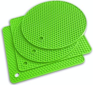 Silicone Pot Holders and Trivet mats Heat Resistant to 440°F to Protect Your Table and countertop Contains 4 Pieces 2 Round and 2 Squared