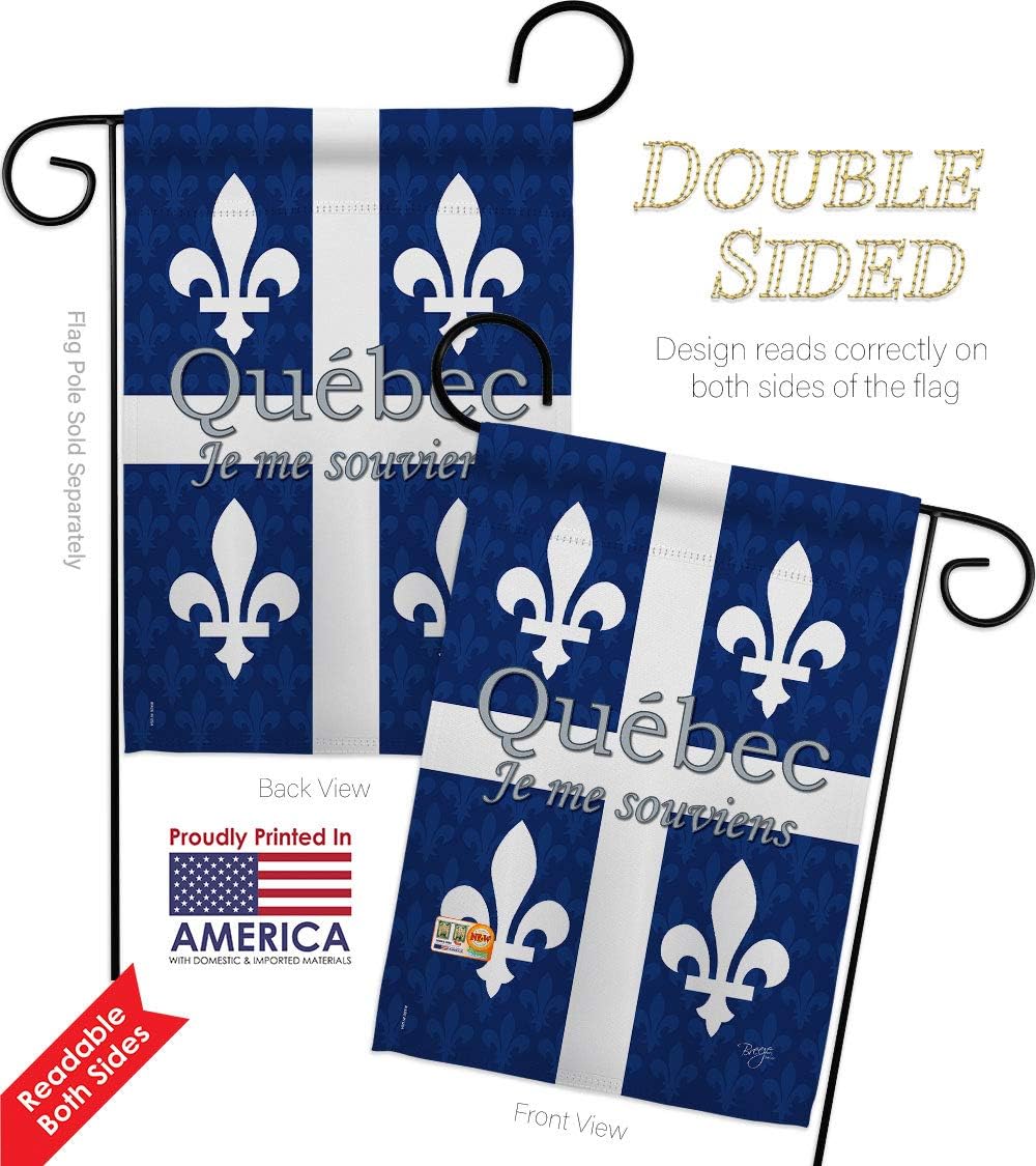 Quebec Garden Flag Set Wall Holder Regional Canada Provinces Canadian Territories Region Country Particular Area Small Decorative Gift Yard House Banner Double-Sided Made In USA 13 X 18.5