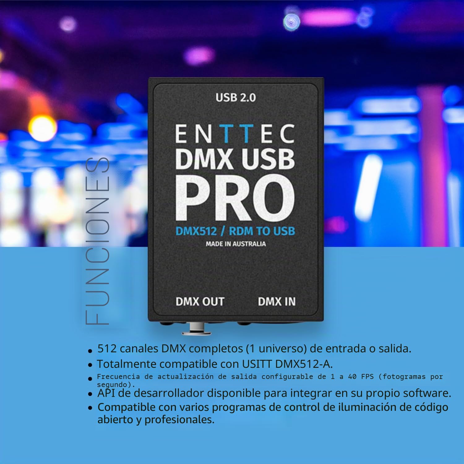 Enttec - DMX USB Pro Dongle, interfaz USB a DMX (RDM) 512 canales, 1 universo (70304)