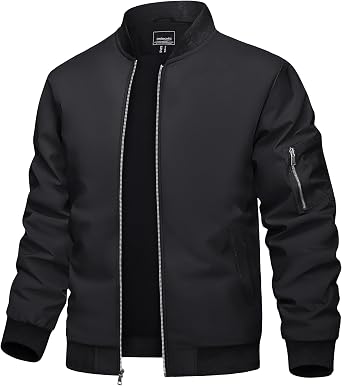 TACVASEN Men's Lightweight Jacket Casual Bomber Jacket Windbreaker Coat