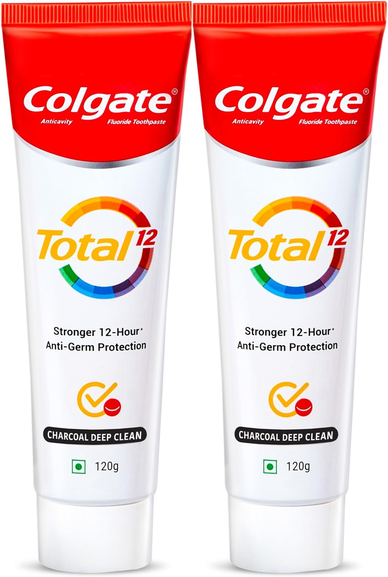 Total Whole Mouth Health, Antibacterial Toothpaste, 120gm + 120gm (240gm) (Charcoal Deep Clean, Saver Pack), World's No. 1* Germ-fighting Toothpaste