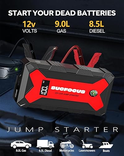 Miniatura 2 de Arrancador de batería de automóvil, 1500 A arrancador portátil (para motor de gas de 6.0 L o diesel de 3.0 L), caja de salto, paquete de batería de