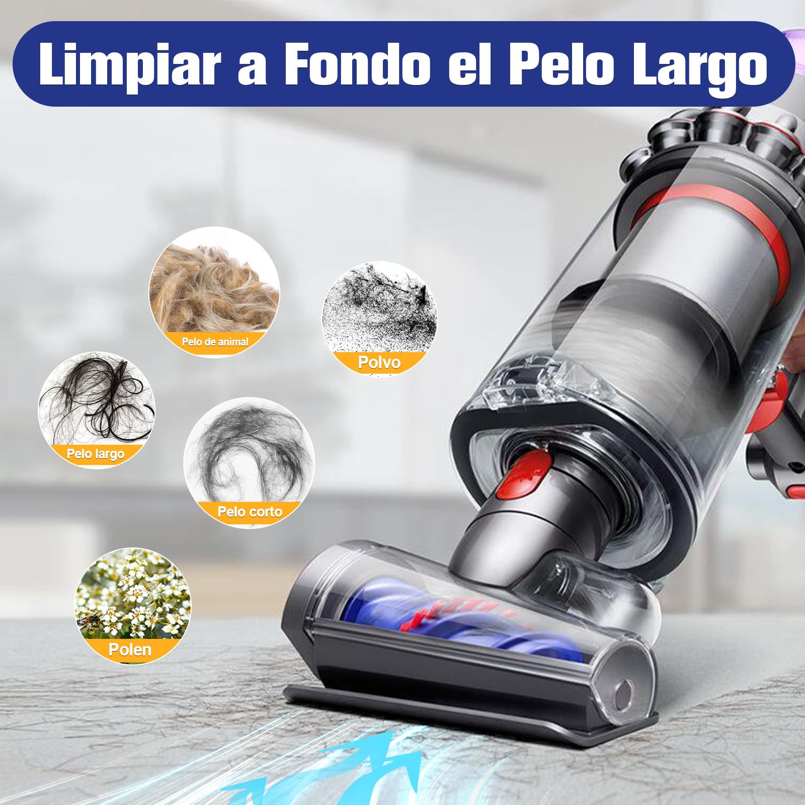 Mini Cepillo Motorizado para Dyson V10 V11 V15 V7 V8 Anti Enredos Mini Boquilla Turbina Escoba para Dyson Limpieza Colchones Tapicería Escaleras Automóvel Pelo de Mascota