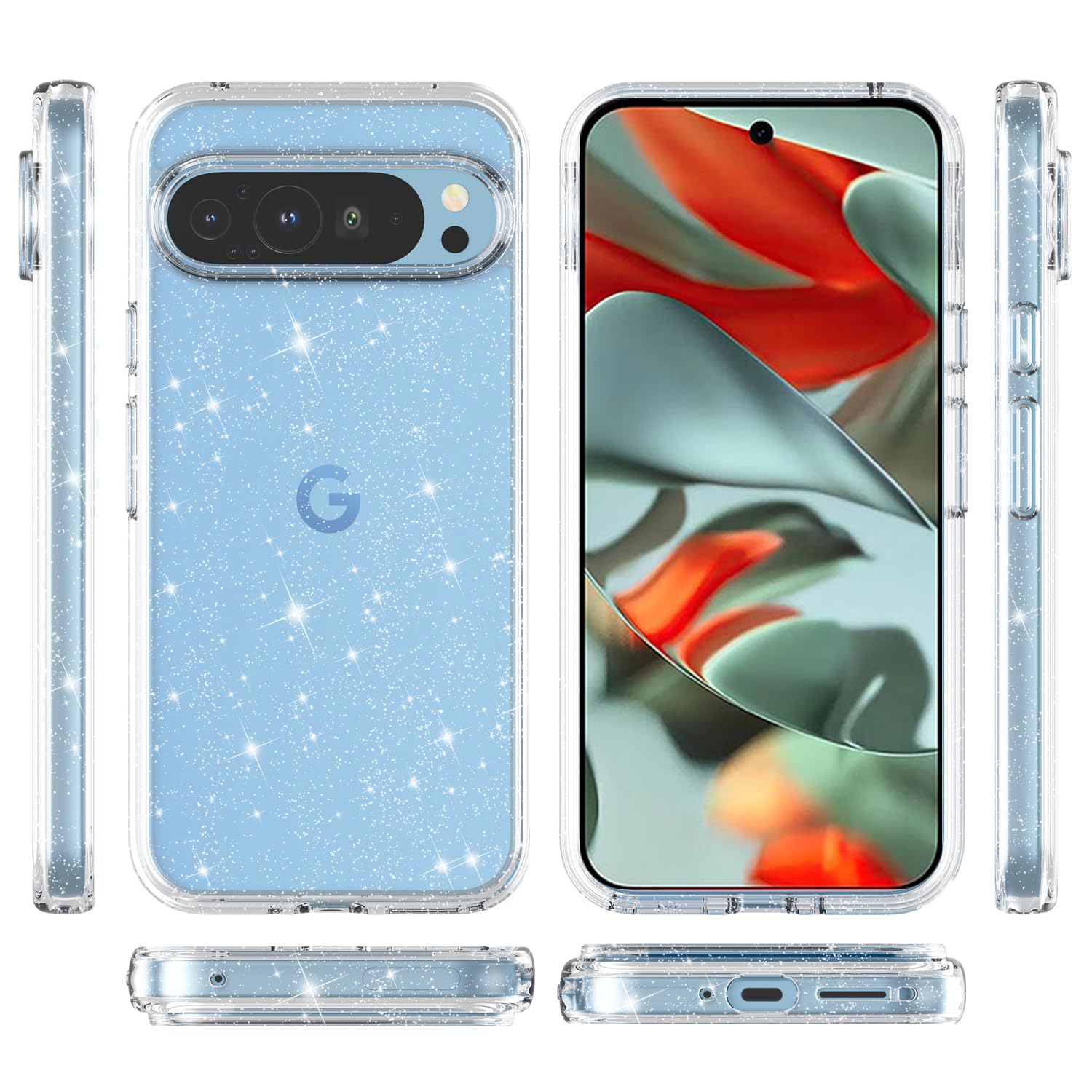 Funda Google Pixel 9/9 Pro Transparente TPU | Patrón Astrológico Luna Estrellas | Protección Antigolpes